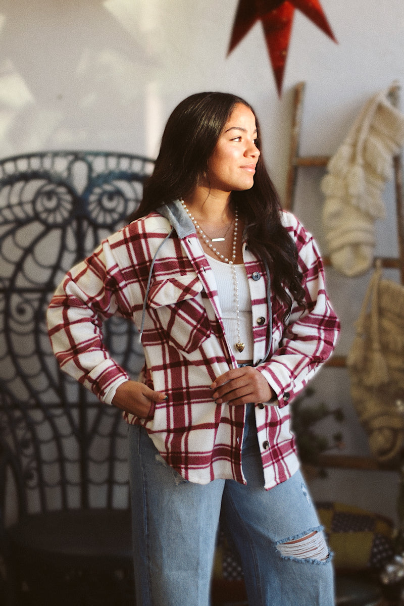 Plaid Hooded Shacket + Ivory/Wine | BF '25
