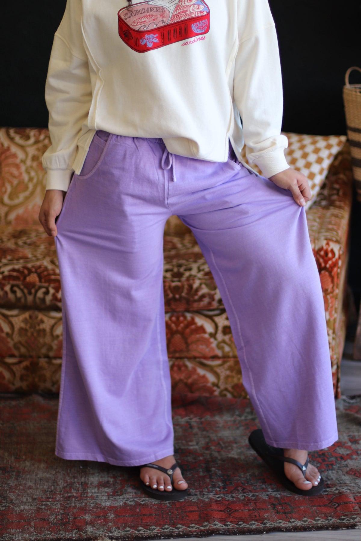 Mineral Wash Wide Leg Pants + Lavender