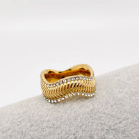 CZ 18K Gold Plated Wave Ring