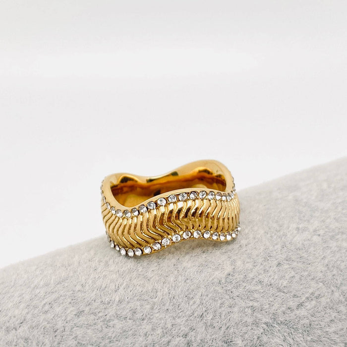 CZ 18K Gold Plated Wave Ring