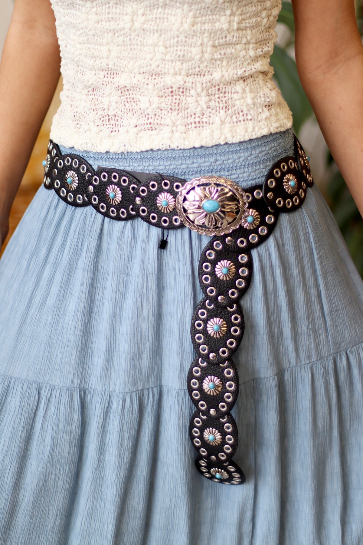 Dusty Blue Tiered Maxi Skirt