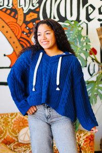 Soft Cable Knit Sweater + Navy