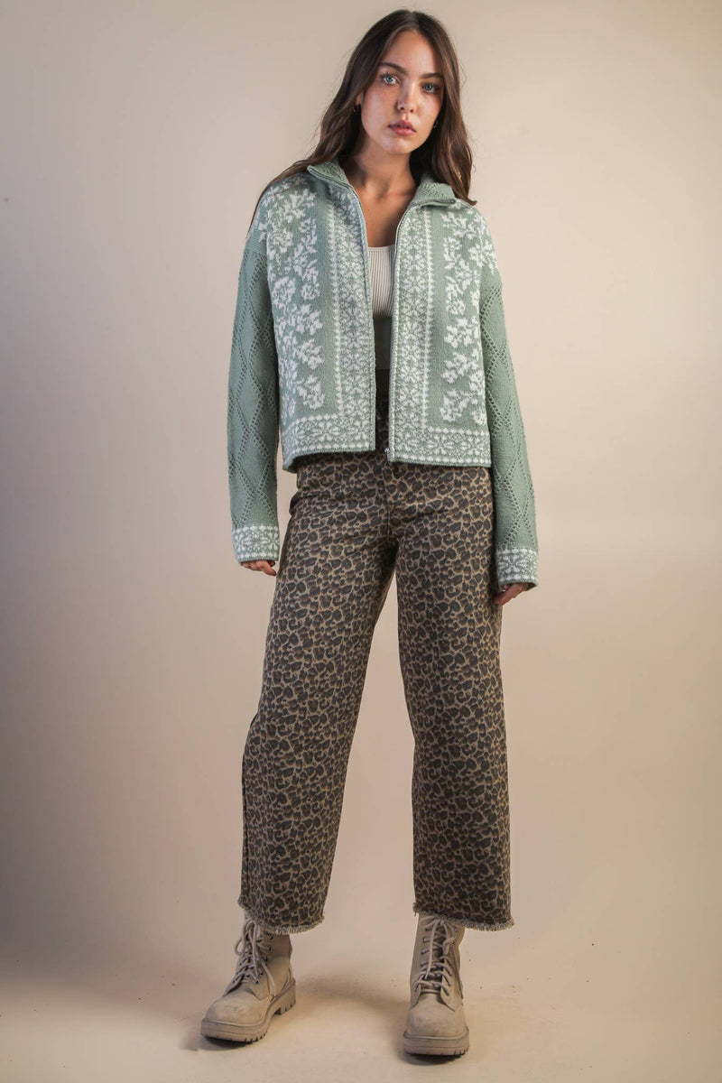 Cozy Mock Neck Zip Up Sweater