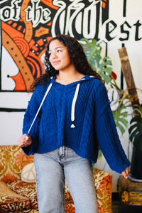 Soft Cable Knit Sweater + Navy