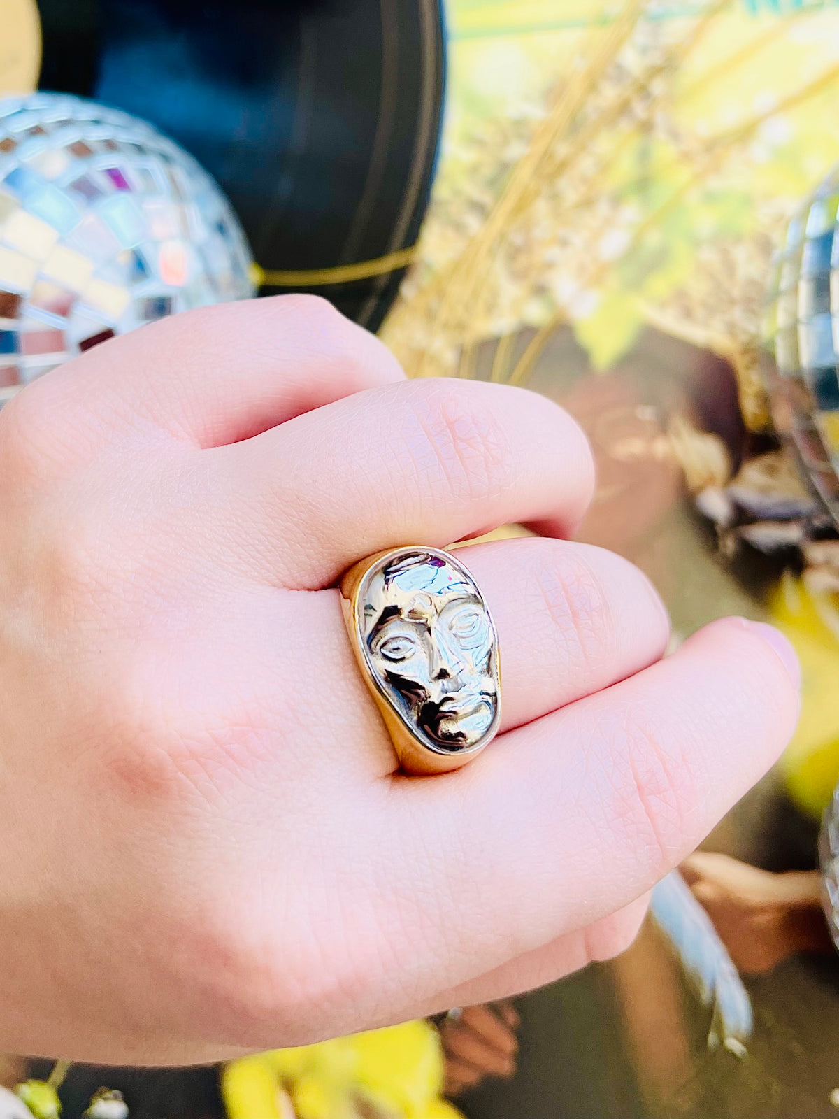18K Gold Plated Two Tone Face Ring