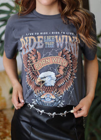 Ride Like The Wind Dark Gray Graphic Tee