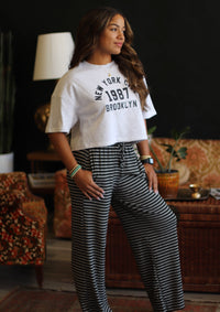 Heathered White Brooklyn Short Sleeve Sweatshirt