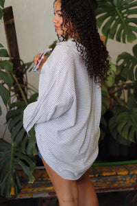 Dianne Striped Button Down + Blue