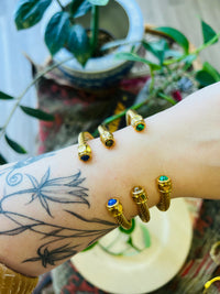 Inlaid Stone 18K GP Adjustable Spiral Cuff + Lapis Lazuli