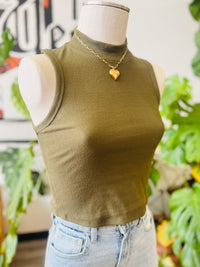 Soft Mock Neck Tank + Olive