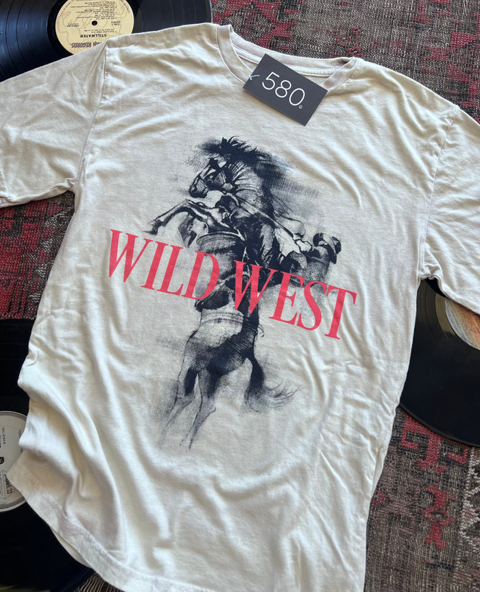Off White Mineral Wash Wild West Rodeo Graphic Tee