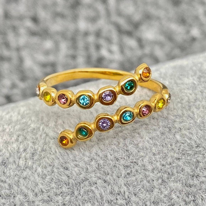 18K GP Rainbow Adjustable Ring
