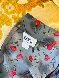 Vault Vintage | Grey Floral Skirt Medium