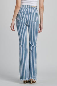 Striped High Rise Bell Bottoms