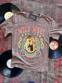 Mocha Mineral Wash Wild West Graphic Tee