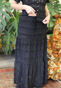 Black Prairie Grunge Midi Skirt