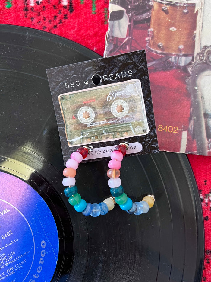 Rainbow Beaded Hoop Earrings