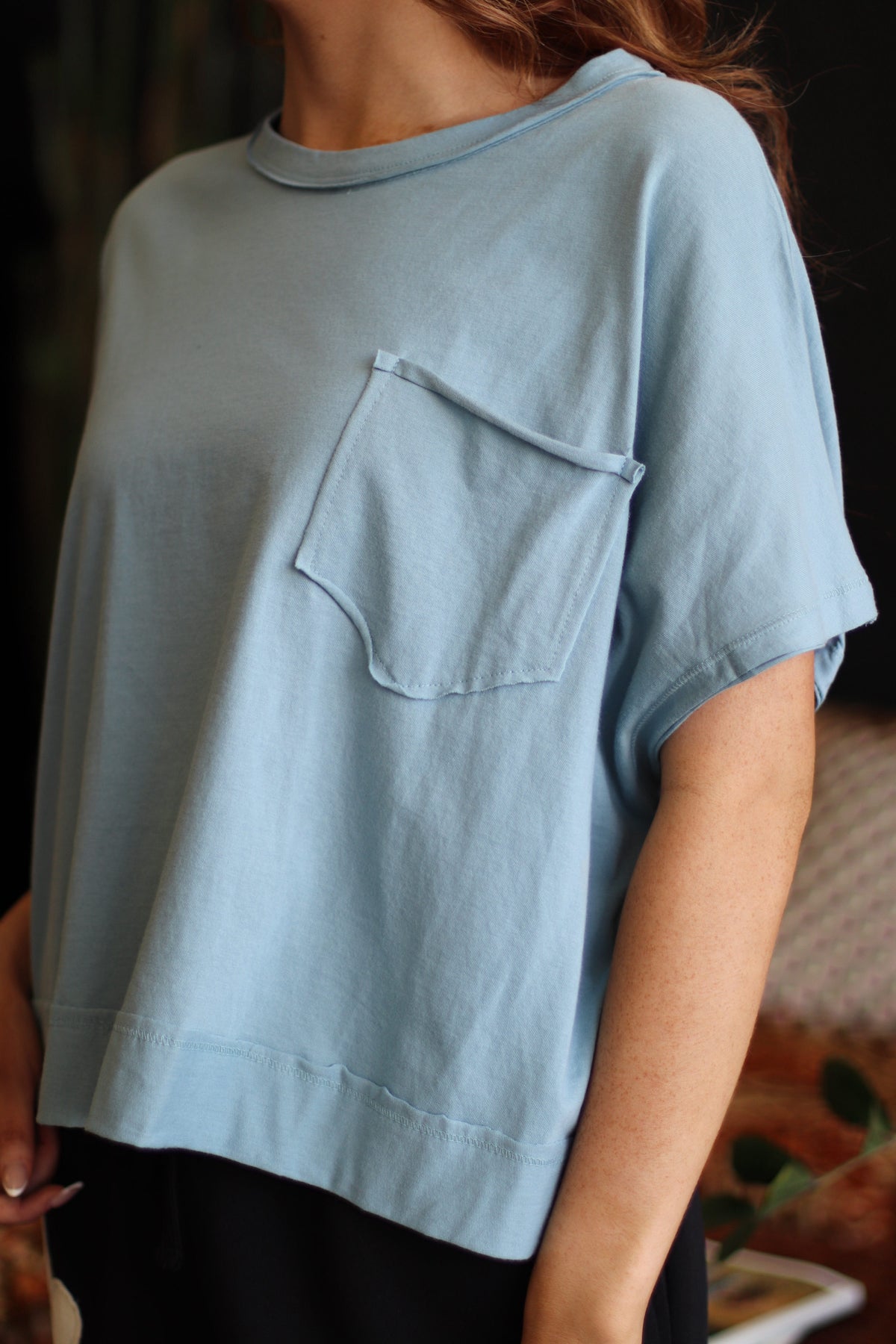Dolly Oversized Boxy Top + Blue/Grey