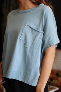 Dolly Oversized Boxy Top + Blue/Grey