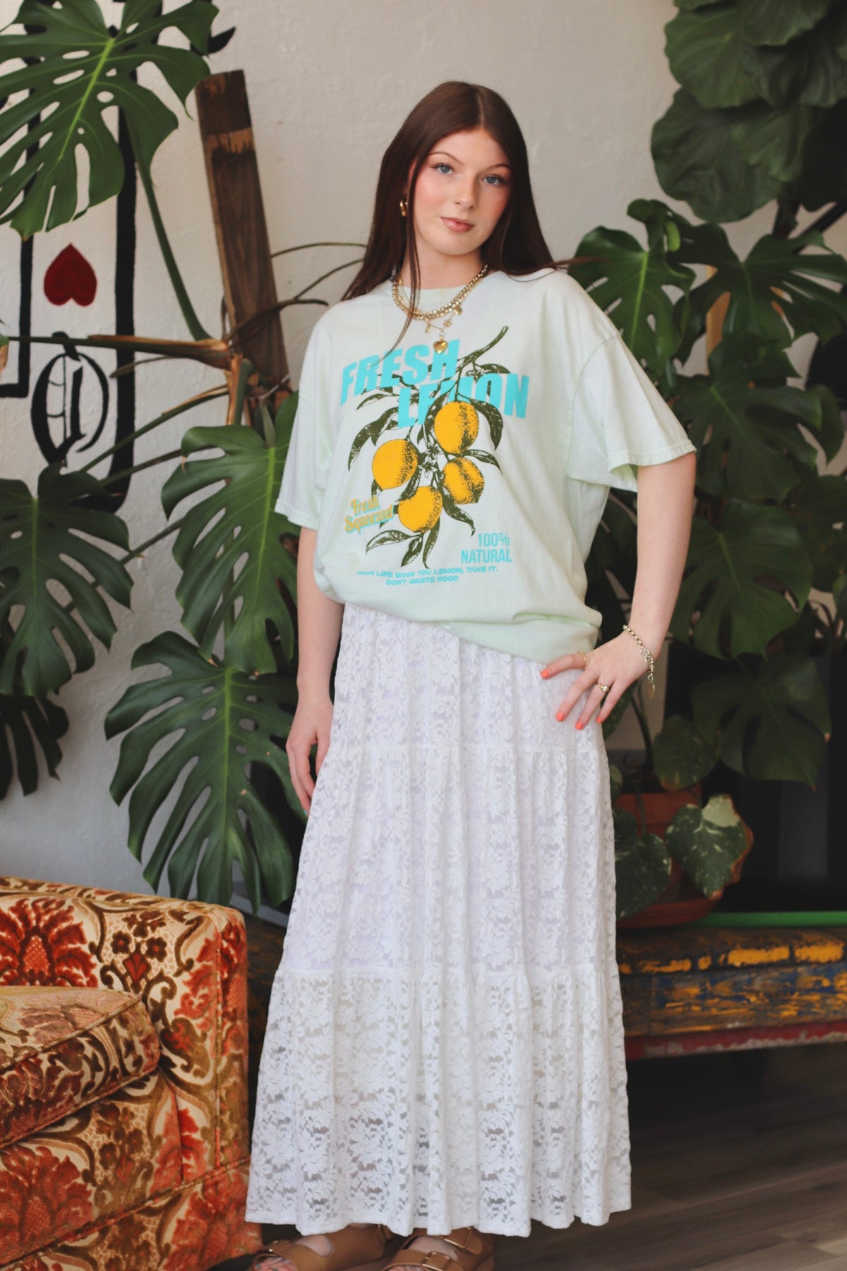 Lemon Graphic Tee in Mint