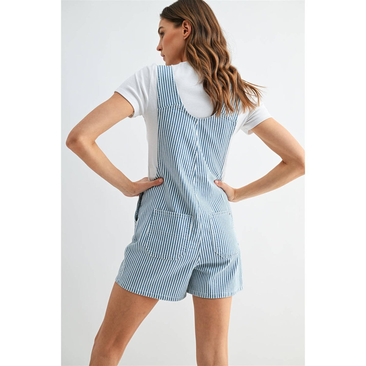 Gabby Striped Bib Short Overalls