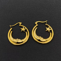 Moon Star 18K Gold Plated Hoop Earrings
