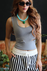 Seamless Crop Tank + Heather Grey