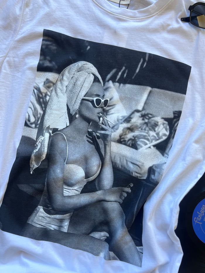Oversized Cig Girl Graphic Tee