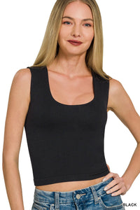 Seamless Crop Tank + Black