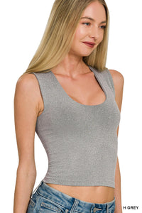 Seamless Crop Tank + Heather Grey