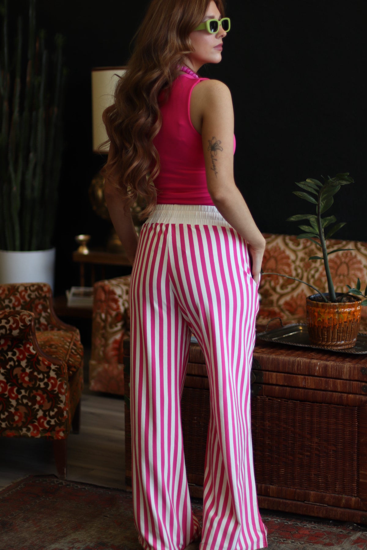 Stella Stripe Pants + Hot Pink