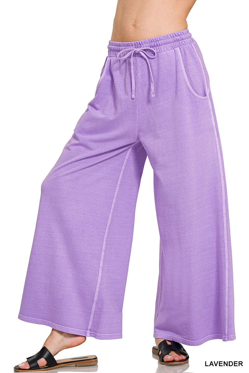 Mineral Wash Wide Leg Pants + Lavender