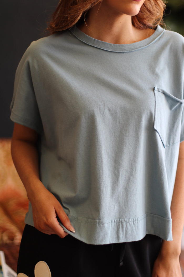 Dolly Oversized Boxy Top + Blue/Grey