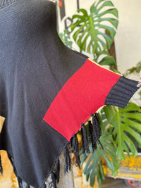 Vault Vintage | Black Fringe Poncho Large