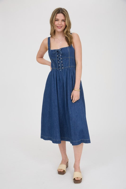 Denim Darling Lace Up Dress