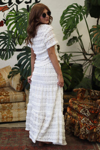Prairie Grunge White Lace Midi Skirt