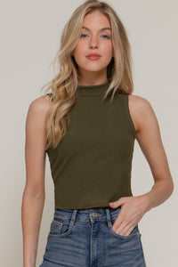 Soft Mock Neck Tank + Olive