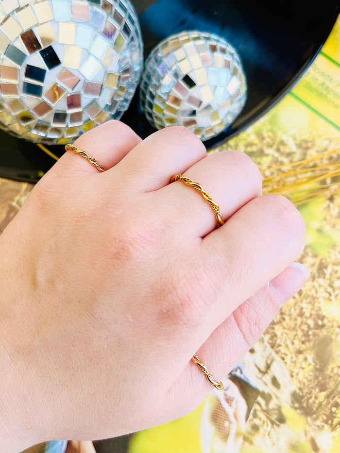 18K Gold Plated Dainty Rope Ring