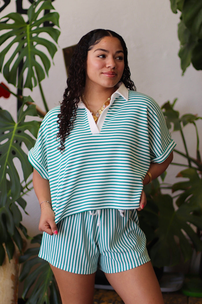 Conrad Striped Short Set + Green