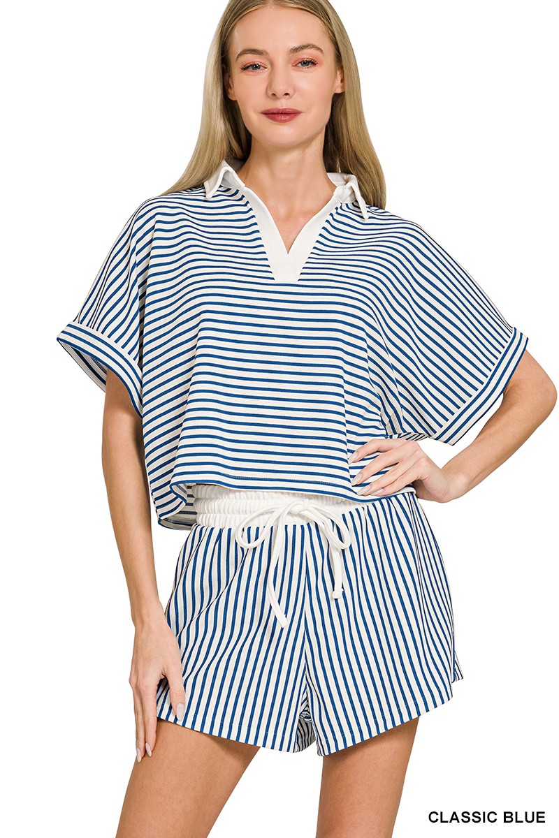 Conrad Striped Short Set + Blue
