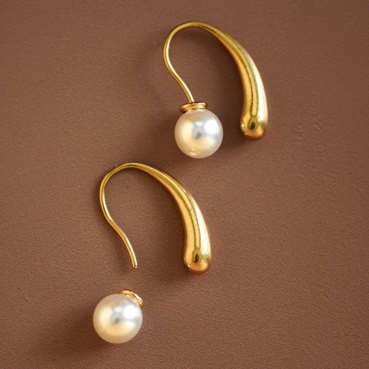18K Gold Plated Waterproof Pearl Drop Earrings