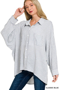 Dianne Striped Button Down + Blue
