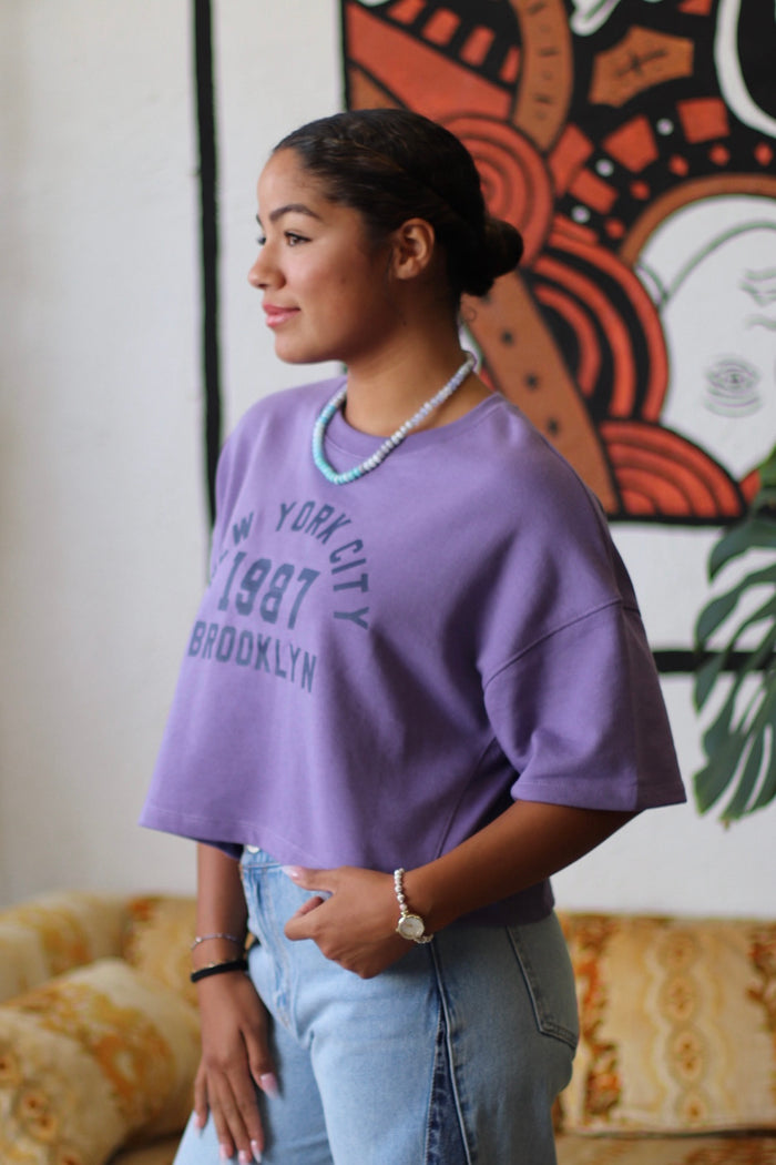 Brooklyn Purple Short Sleeve Sweatshirt