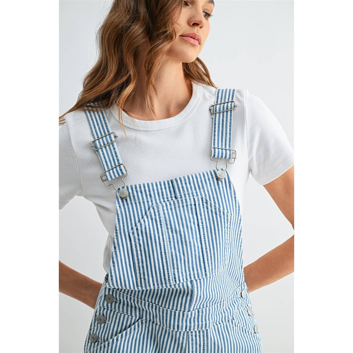 Gabby Striped Bib Short Overalls