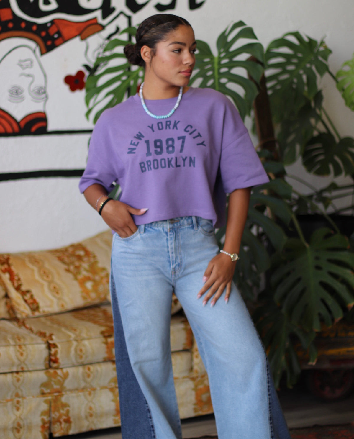 Brooklyn Purple Short Sleeve Sweatshirt