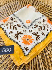 Yellow Floral Silk-Finish Bandana Scarf