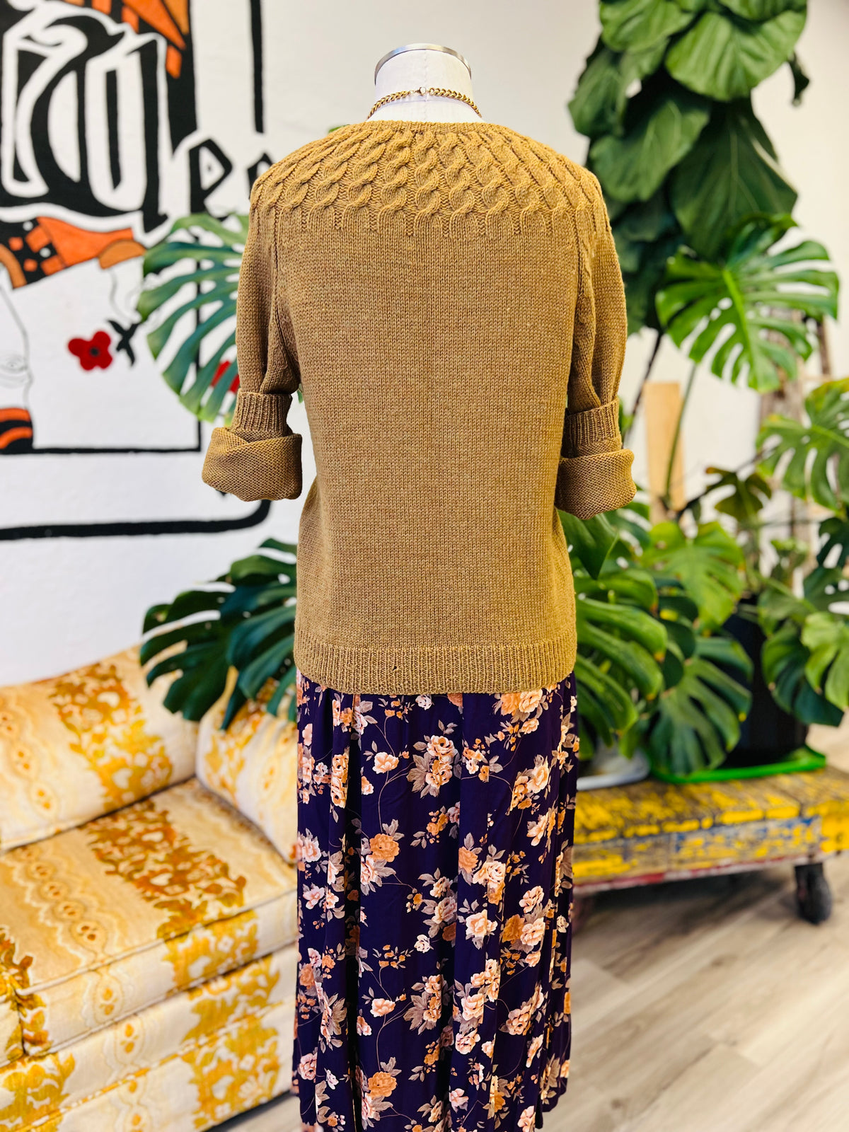 Vault Vintage | Purple Floral Button Midi Skirt 8