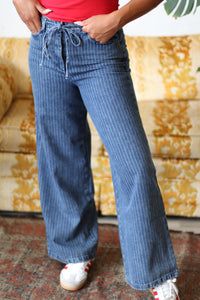 Billie Jean Tie Waist Striped Jeans