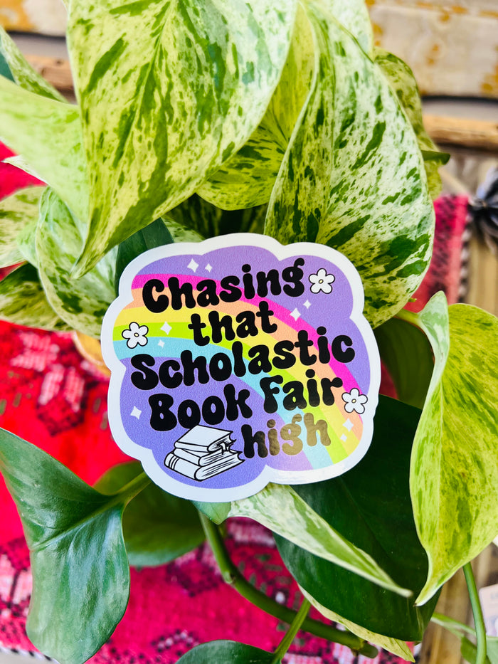 Chasing that scholastic book fair sticker 3"