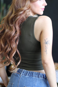 Seamless Crop Tank + Dark Olive